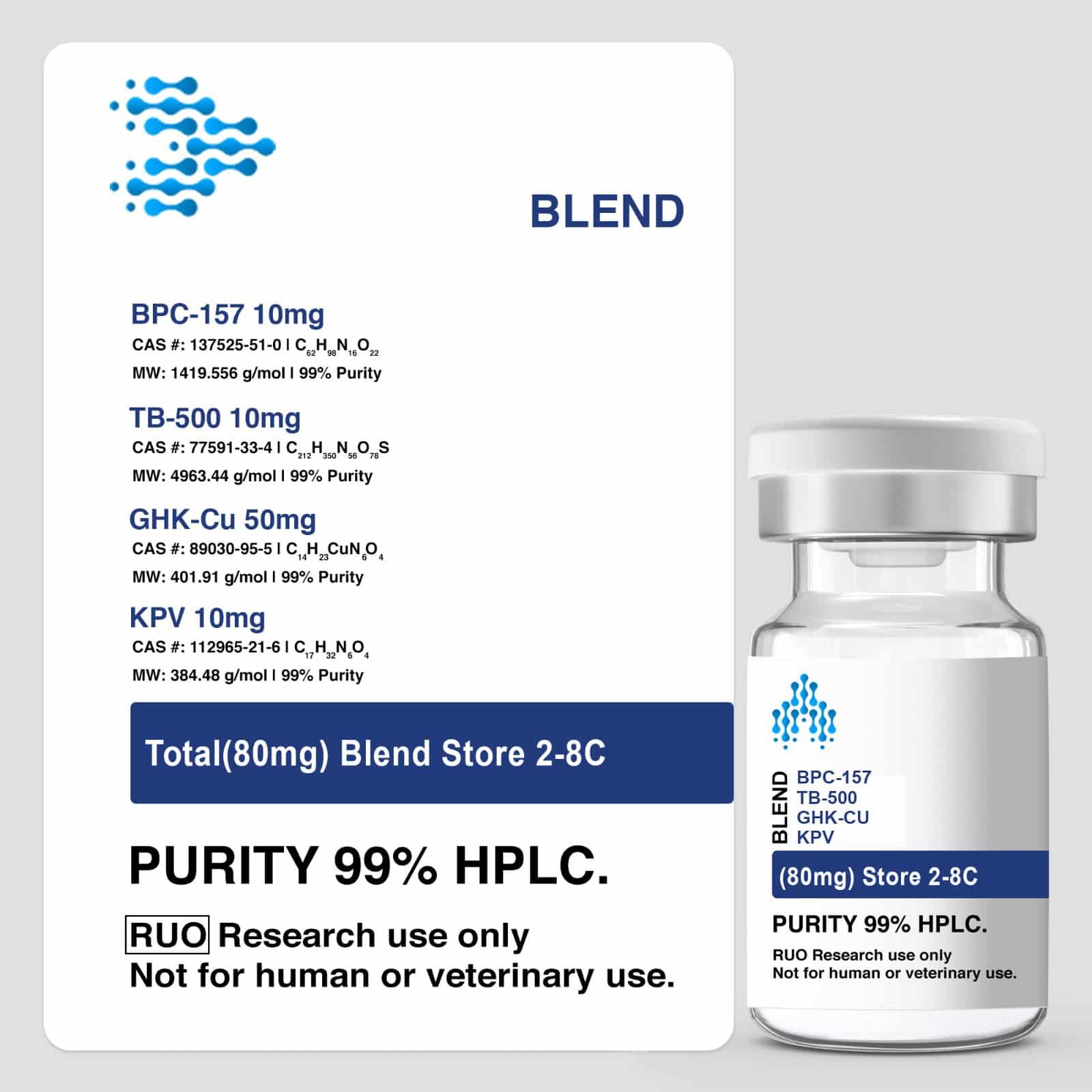 KLOW BLEND (BPC-157/TB-500/GHK-CU/KPV) BLEND 10/10/50/10