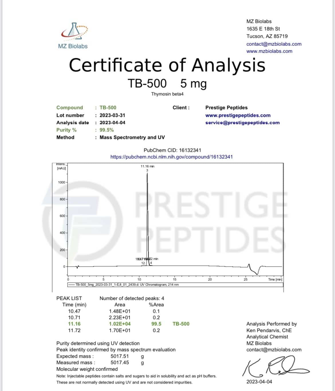 Thymosin Beta-4 (TB 500) 5MG (R&D)
